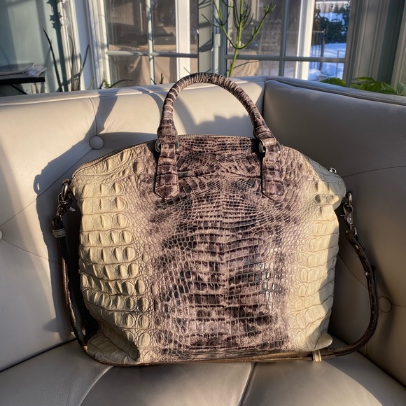 Brahmin Large Duxbury Satchel Veranda Melbourne Croc Embossed Leather Bag - Picture 5 of 12